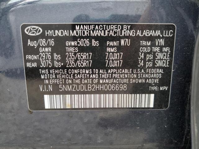 5NMZUDLB2HH006698 - 2017 HYUNDAI SANTA FE S BLUE photo 13