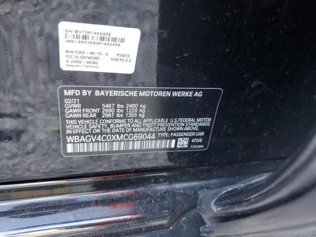 WBAGV4C0XMCG69044 - 2021 BMW 840XI BLACK photo 12