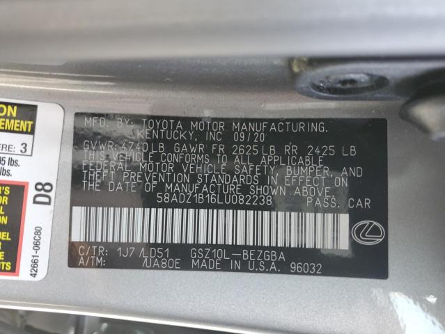 58ADZ1B16LU082238 - 2020 LEXUS ES 350 SILVER photo 13