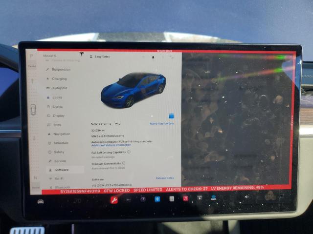 5YJSA1E59NF493119 - 2022 TESLA MODEL S BLUE photo 9