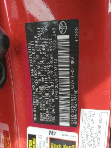 4T4BF3EK9BR203713 - 2011 TOYOTA CAMRY BASE Czerwony zdjęcie 13