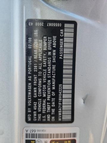 WVWBA71F18V042225 - 2008 VOLKSWAGEN EOS TURBO Күміс фото 12
