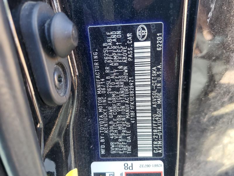 4T1BF1FK1EU829421 - 2014 TOYOTA CAMRY L Siyah fotoğraf 12