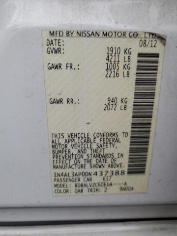 1N4AL3AP0DN437388 - 2013 NISSAN ALTIMA 2.5 WHITE photo 13