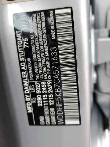 WDDHF5KB7CA571633 - 2012 MERCEDES-BENZ E 350 SILVER photo 12