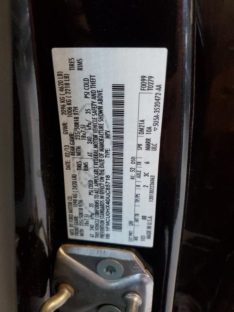 1FMCU0HX4DUC85718 - 2013 FORD ESCAPE SEL أسود صورة 13