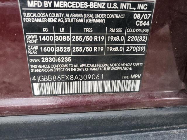 4JGBB86EX8A309061 - 2008 MERCEDES-BENZ ML 350 BURGUNDY photo 13