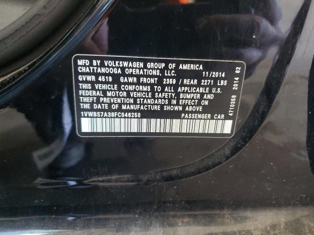 1VWBS7A38FC046250 - 2015 VOLKSWAGEN PASSAT SE BLACK photo 12
