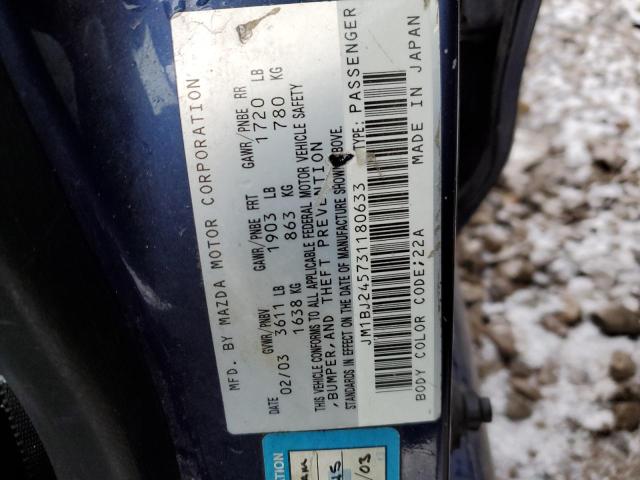 JM1BJ245731180633 - 2003 MAZDA PROTEGE PR5 蓝色 照片 12