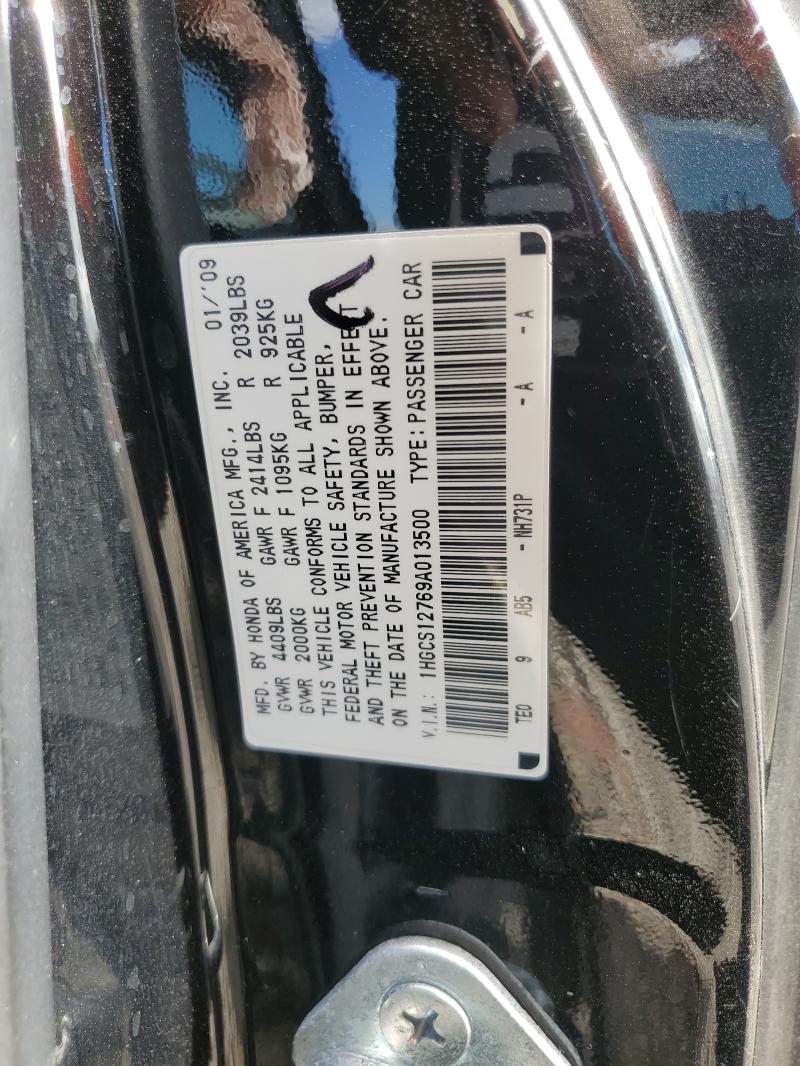 1HGCS12769A013500 - 2009 HONDA ACCORD EX BLACK photo 13