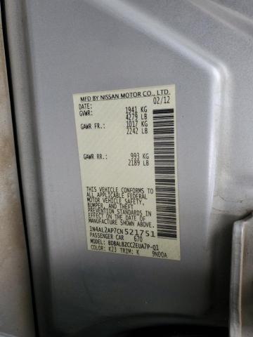1N4AL2AP7CN521751 - 2012 NISSAN ALTIMA BASE 银色 照片 13