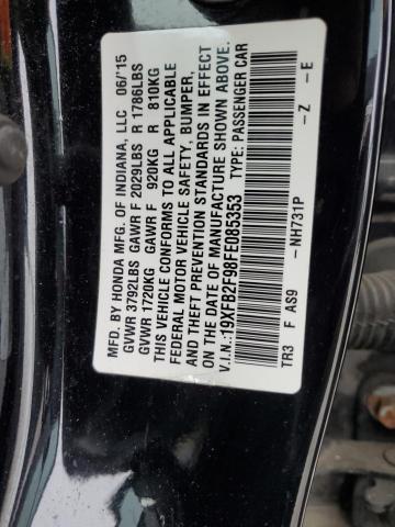 19XFB2F98FE085353 - 2015 HONDA CIVIC EXL BLACK photo 13