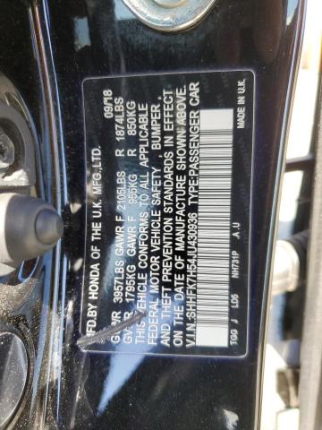 SHHFK7H54JU430936 - 2018 HONDA CIVIC EX BLACK photo 13