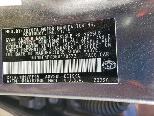 4T1BF1FK9GU170572 - 2016 TOYOTA CAMRY LE SILVER photo 12