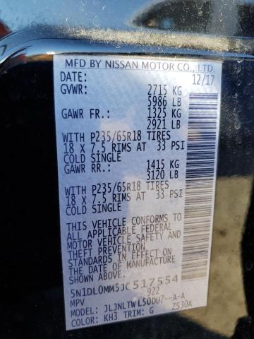 5N1DL0MM5JC517554 - 2018 INFINITI QX60 BLACK photo 14