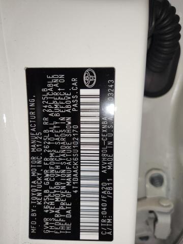 4T1DAACK6SU102170 - 2025 TOYOTA CAMRY XSE WHITE photo 13