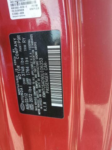 KMHTC6AD9DU106353 - 2013 HYUNDAI VELOSTER წითელი ფოტო 12