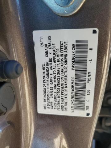 2HGFB2F9XCH526630 - 2012 HONDA CIVIC EXL GRAY photo 12