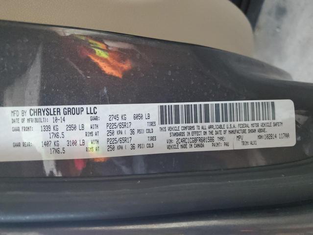 2C4RC1CG8FR601586 - 2015 CHRYSLER TOWN & COU TOURING L CHARCOAL photo 13