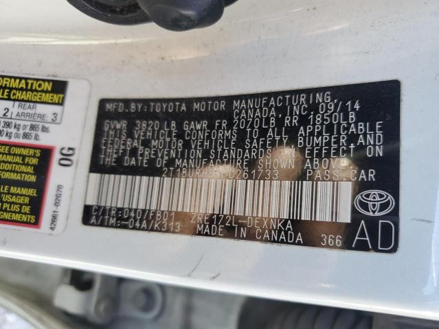 2T1BURHE8FC261733 - 2015 TOYOTA COROLLA L WHITE photo 13