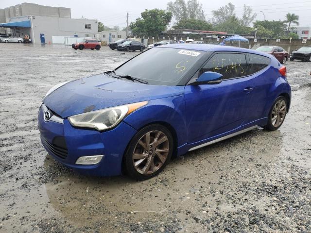 KMHTC6AE0EU190881 - 2014 HYUNDAI VELOSTER TURBO BLUE photo 1