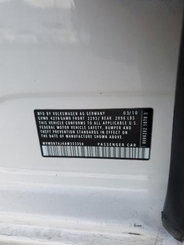WVWDB7AJ4AW333358 - 2010 VOLKSWAGEN GOLF თეთრი ფოტო 12