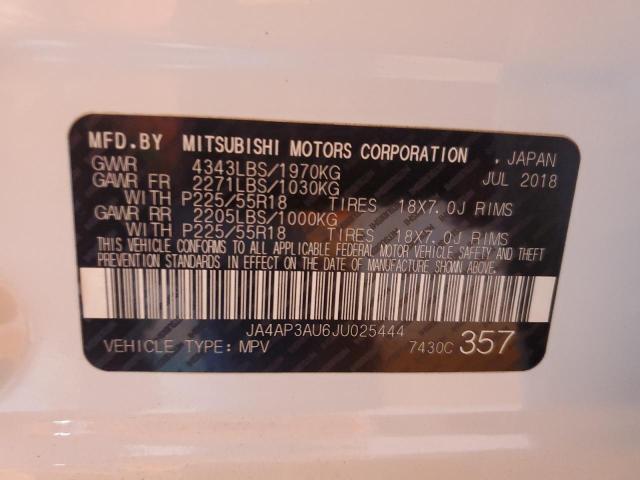 JA4AP3AU6JU025444 - 2018 MITSUBISHI OUTLANDER SPORT ES Biały zdjęcie 12