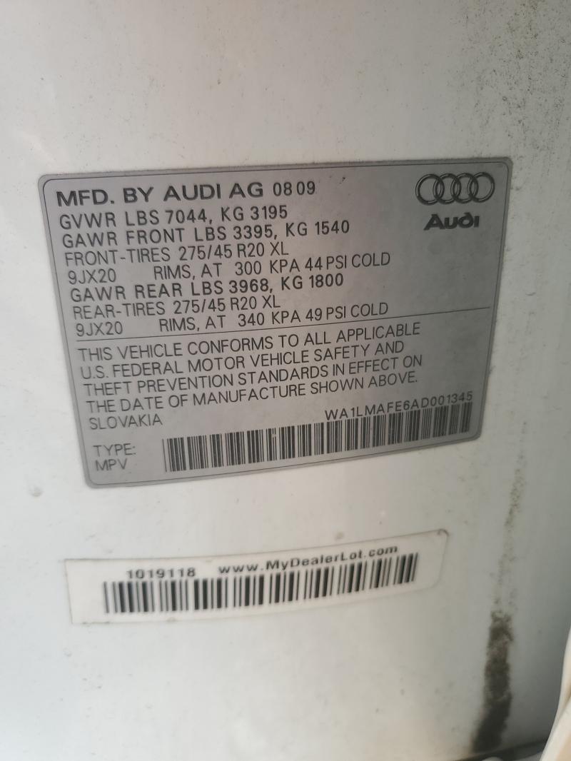 WA1LMAFE6AD001345 - 2010 AUDI Q7 PREMIUM PLUS თეთრი ფოტო 12