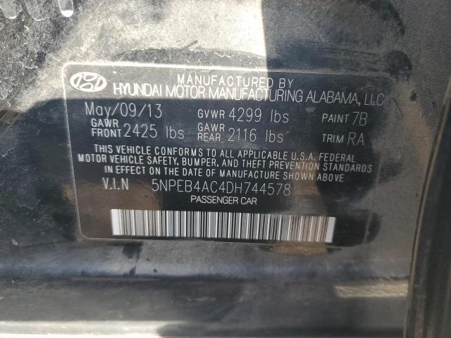 5NPEB4AC4DH744578 - 2013 HYUNDAI SONATA SE GLS BLACK photo 12