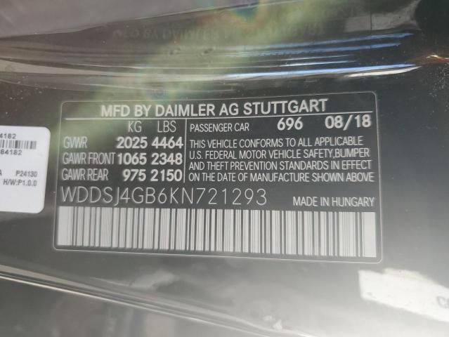 WDDSJ4GB6KN721293 - 2019 MERCEDES-BENZ CLA 250 4MATIC BLACK photo 12