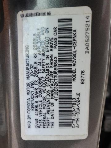 4T1BE32K73U659843 - 2003 TOYOTA CAMRY LE GRAY photo 12