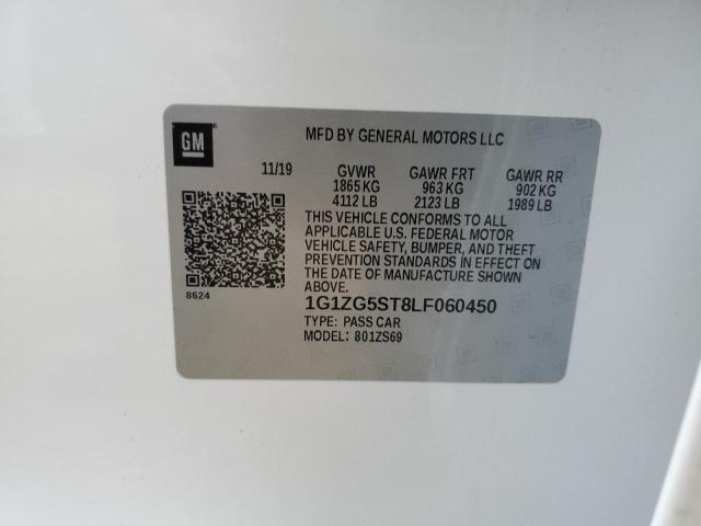 1G1ZG5ST8LF060450 - 2020 CHEVROLET MALIBU RS თეთრი ფოტო 12