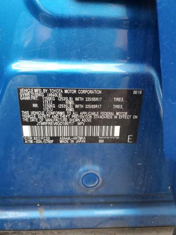 JTMRFREV6GD195717 - 2016 TOYOTA RAV4 XLE ლურჯი ფოტო 14