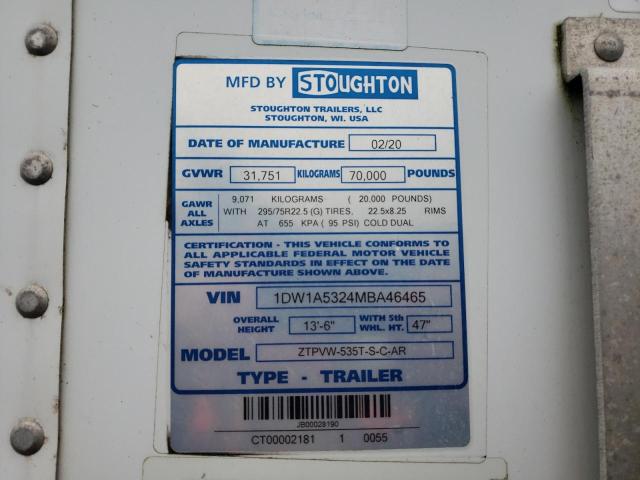 1DW1A5324MBA46465 - 2021 UTILITY TRAILER WHITE photo 10