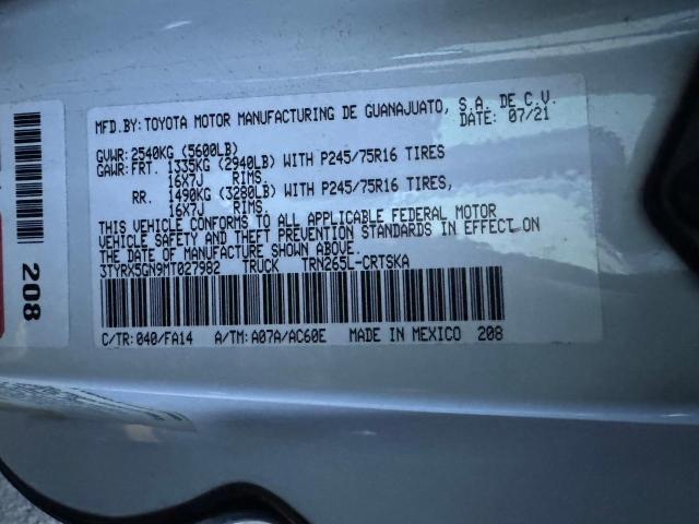 3TYRX5GN9MT027982 - 2021 TOYOTA TACOMA ACCESS CAB თეთრი ფოტო 10