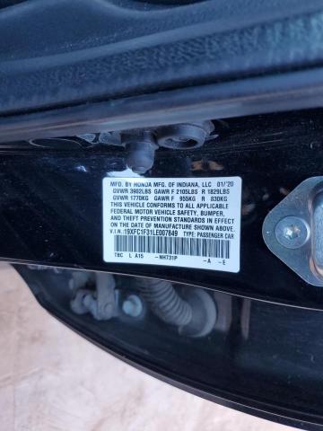 19XFC1F31LE007849 - 2020 HONDA CIVIC EX BLACK photo 12