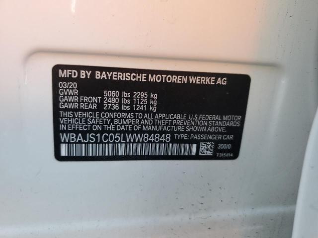 WBAJS1C05LWW84848 - 2020 BMW 540 I WHITE photo 12