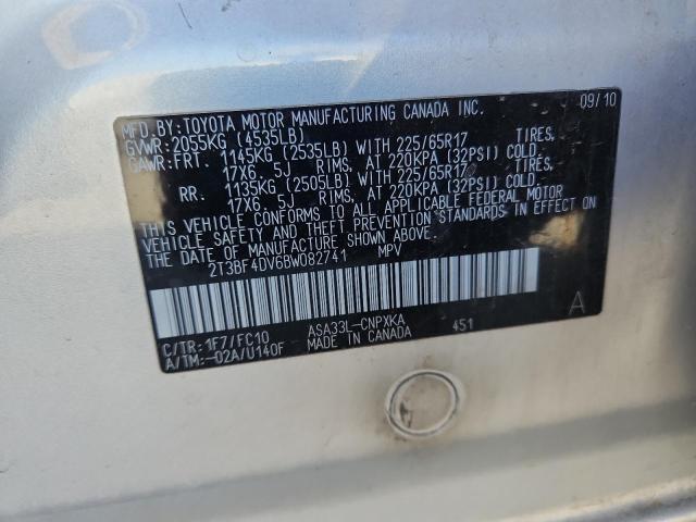 2T3BF4DV6BW082741 - 2011 TOYOTA RAV4 ვერცხლისფერი ფოტო 13