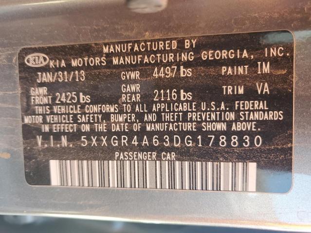 5XXGR4A63DG178830 - 2013 KIA OPTIMA SX GRAY photo 12