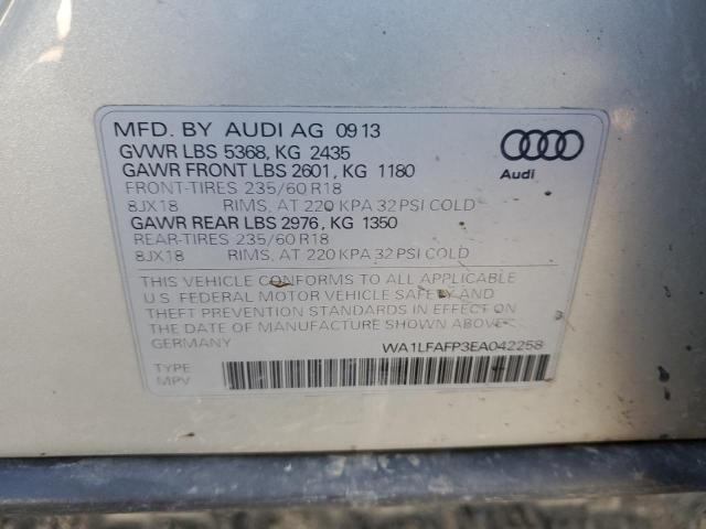 WA1LFAFP3EA042258 - 2014 AUDI Q5 PREMIUM PLUS SILVER photo 13