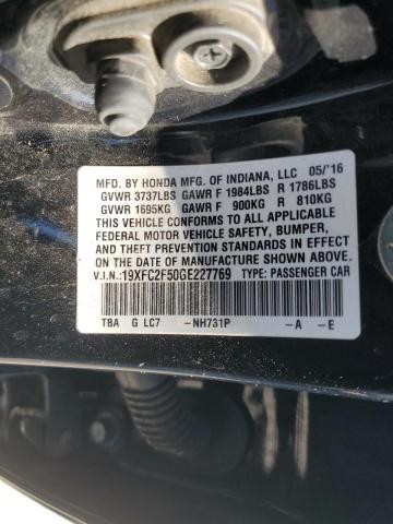 19XFC2F50GE227769 - 2016 HONDA CIVIC LX أسود صورة 12