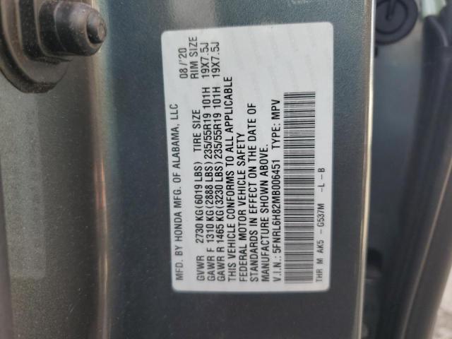 5FNRL6H82MB006451 - 2021 HONDA ODYSSEY TOURING Szary zdjęcie 13