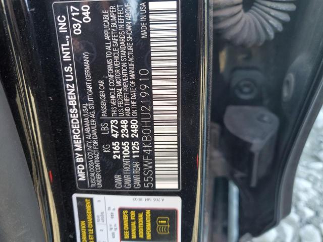 55SWF4KB0HU219910 - 2017 MERCEDES-BENZ C 300 4MATIC BLACK photo 12
