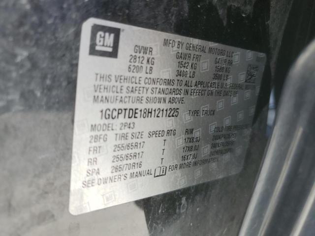 1GCPTDE18H1211225 - 2017 CHEVROLET COLORADO Z71 BLACK photo 12