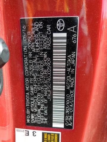 JTKJF5C74GJ025909 - 2016 TOYOTA SCION TC Rojo foto 13