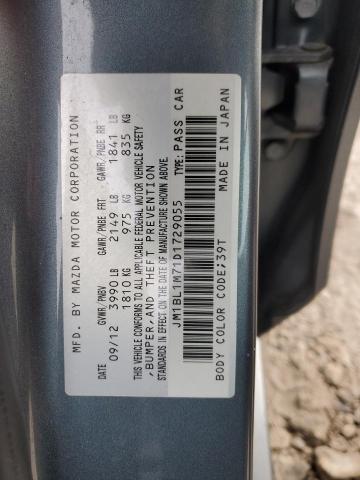 JM1BL1M71D1729055 - 2013 MAZDA 3 I GRAY photo 12