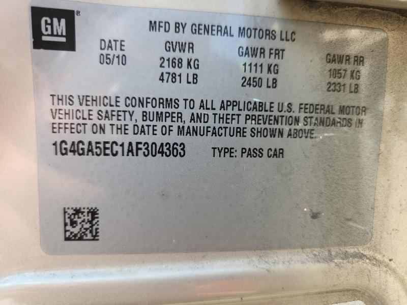 1G4GA5EC1AF304363 - 2010 BUICK LACROSSE CX Коричневый фото 12