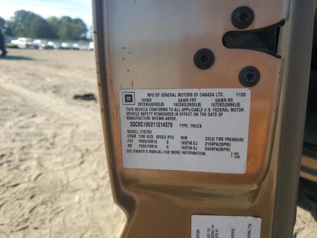 2GCEC19V211214379 - 2001 CHEVROLET SILVERADO C1500 GOLD photo 12