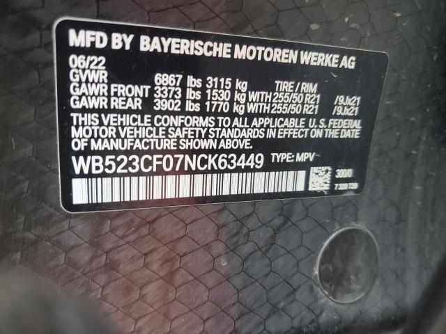WB523CF07NCK63449 - 2022 BMW IX XDRIVE50 Ağ foto 13