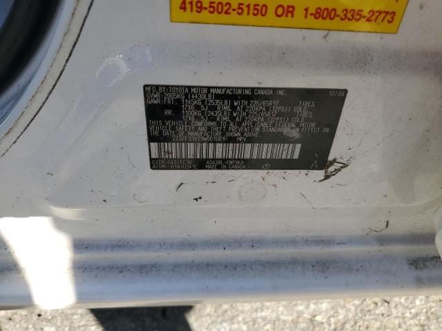 2T3ZF33V29W001061 - 2009 TOYOTA RAV4 WHITE photo 13